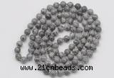 GMN128 Hand-knotted 6mm grey picture jasper 108 beads mala necklaces