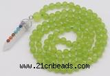 GMN1408 Hand-knotted 8mm candy jade 108 beads mala necklace with pendant