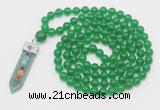 GMN1505 Hand-knotted 8mm candy jade 108 beads mala necklace with pendant