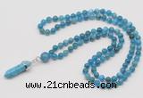 GMN1634 Hand-knotted 6mm apatite 108 beads mala necklace with pendant