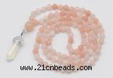 GMN1636 Hand-knotted 6mm pink aventurine 108 beads mala necklace with pendant