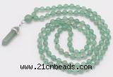 GMN1648 Hand-knotted 6mm green aventurine 108 beads mala necklaces with pendant