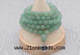 GMN2202 Hand-knotted 8mm, 10mm matte green aventurine 108 beads mala necklace with charm