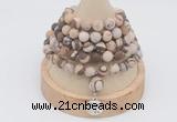 GMN2213 Hand-knotted 8mm, 10mm matte zebra jasper 108 beads mala necklace with charm