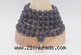 GMN2220 Hand-knotted 8mm, 10mm matte amethyst 108 beads mala necklace with charm