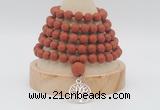 GMN2225 Hand-knotted 8mm, 10mm matte red jasper108 beads mala necklace with charm