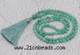 GMN227 Hand-knotted 6mm peafowl agate 108 beads mala necklaces with tassel