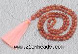 GMN228 Hand-knotted 6mm fire agate 108 beads mala necklaces with tassel