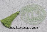 GMN232 Hand-knotted 6mm prehnite 108 beads mala necklaces with tassel