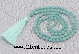 GMN233 Hand-knotted 6mm amazonite 108 beads mala necklaces with tassel