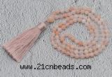 GMN235 Hand-knotted 6mm pink aventurine 108 beads mala necklaces with tassel