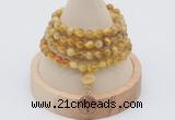 GMN2423 Hand-knotted 6mm golden tiger eye 108 beads mala necklace with charm