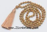 GMN251 Hand-knotted 6mm wooden jasper 108 beads mala necklaces with tassel