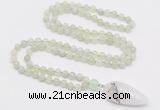 GMN4017 Hand-knotted 8mm, 10mm New jade 108 beads mala necklace with pendant