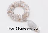 GMN4061 Hand-knotted 8mm, 10mm montana agate 108 beads mala necklace with pendant