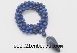 GMN4087 Hand-knotted 8mm, 10mm lapis lazuli 108 beads mala necklace with pendant
