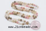 GMN4401 Hand-knotted 8mm, 10mm matte volcano cherry quartz 108 beads mala necklace with pendant