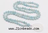 GMN4405 Hand-knotted 8mm, 10mm matte amazonite 108 beads mala necklace with pendant