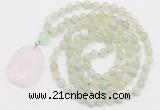 GMN4616 Hand-knotted 8mm, 10mm New jade 108 beads mala necklace with pendant