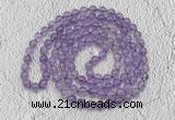 GMN483 Hand-knotted 8mm, 10mm amethyst 108 beads mala necklaces