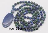 GMN5064 Hand-knotted 8mm, 10mm chrysocolla 108 beads mala necklace with pendant