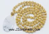 GMN5074 Hand-knotted 8mm, 10mm golden tiger eye 108 beads mala necklace with pendant