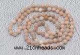 GMN512 Hand-knotted 8mm, 10mm sunstone 108 beads mala necklaces