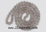 GMN5506 Hand-knotted 6mm matte grey agate 108 beads mala necklaces