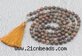 GMN622 Hand-knotted 8mm, 10mm ocean agate 108 beads mala necklaces with tassel