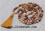 GMN637 Hand-knotted 8mm, 10mm mookaite 108 beads mala necklaces with tassel
