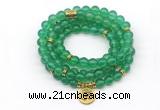 GMN7007 8mm green agate 108 mala beads wrap bracelet necklace