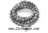 GMN7015 8mm grey picture jasper 108 mala beads wrap bracelet necklace