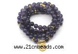 GMN7038 8mm amethyst 108 mala beads wrap bracelet necklace