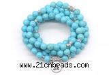 GMN7053 8mm blue howlite 108 mala beads wrap bracelet necklaces