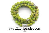 GMN7056 8mm green sea sediment jasper 108 mala beads wrap bracelet necklaces