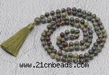 GMN716 Hand-knotted 8mm, 10mm dragon blood jasper 108 beads mala necklaces with tassel