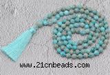 GMN720 Hand-knotted 8mm, 10mm sea sediment jasper 108 beads mala necklaces with tassel