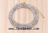 GMN7201 4mm faceted round tiny grey agate beaded necklace jewelry