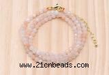 GMN7207 4mm faceted round tiny pink aventurine beaded necklace jewelry