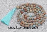 GMN721 Hand-knotted 8mm, 10mm serpentine jasper 108 beads mala necklaces with tassel