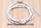 GMN7211 4mm faceted round tiny white howlite beaded necklace jewelry