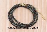 GMN7238 4mm faceted round tiny dragon blood jasper beaded necklace jewelry