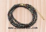 GMN7238 4mm faceted round tiny dragon blood jasper beaded necklace jewelry