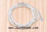 GMN7252 4mm faceted round tiny white moonstone beaded necklace jewelry