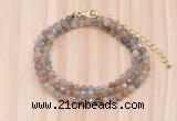 GMN7254 4mm faceted round tiny rainbow moonstone beaded necklace jewelry