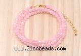 GMN7256 4mm faceted round tiny rose quartz beaded necklace jewelry