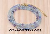 GMN7261 4mm faceted round fluorite beaded necklace jewelry