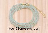 GMN7262 4mm faceted round prehnite beaded necklace jewelry