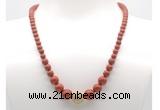 GMN7302 red jasper graduated beaded necklace & bracelet set