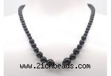 GMN7328 black tourmaline graduated beaded necklace & bracelet set